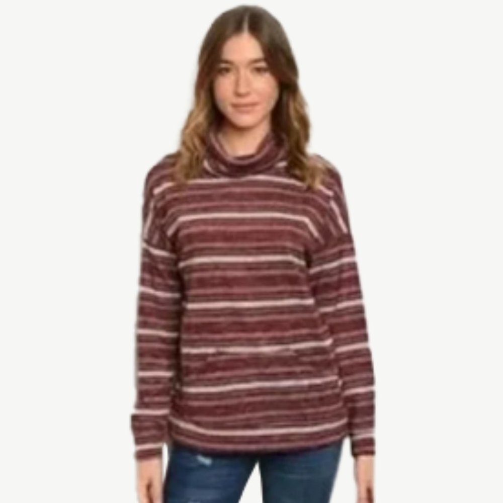 Hopely Striped Burgandy Lightwieght Sweatshirt